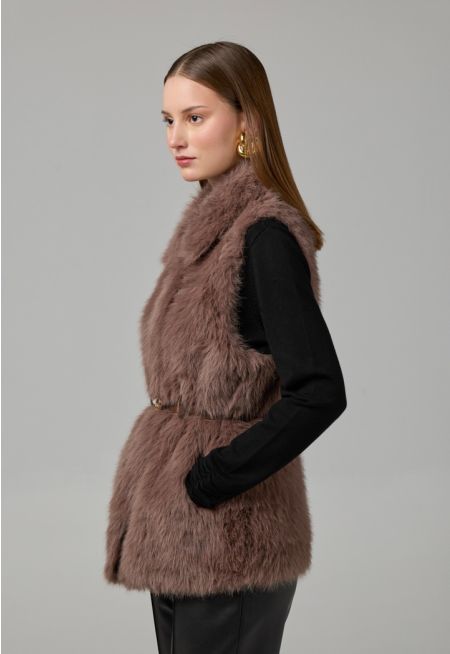 Faux Fur Belted Vest