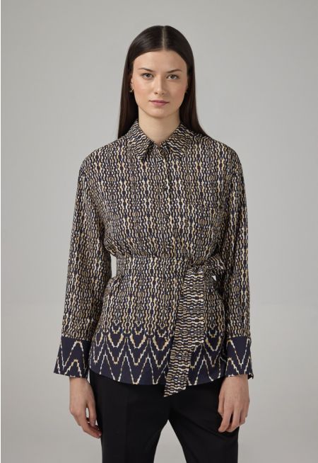 Printed Belted Regular Fit Shirt
