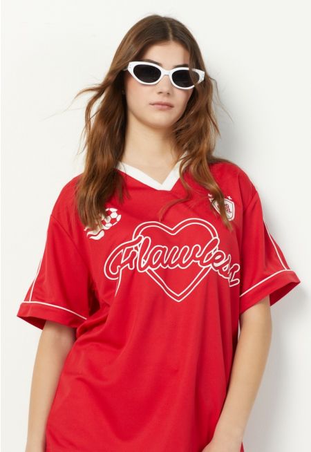 Printed V Neck T Shirt