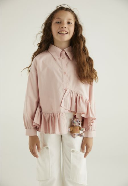 Ruffled Asymmetrical Hems Shirt
