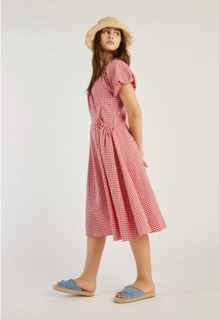 Short Sleeves Elastic V-Neck Dress