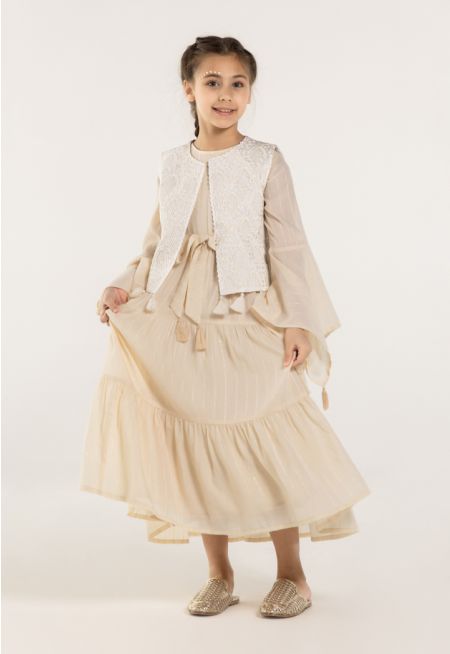 Tiered Belted Flared Dress