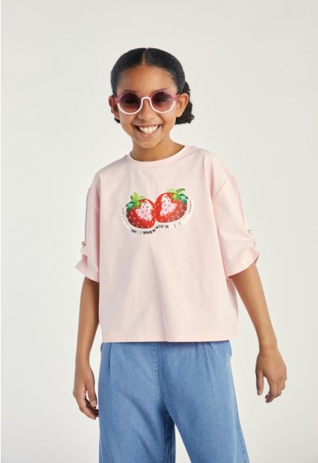 Printed Strawberry T Shirt
