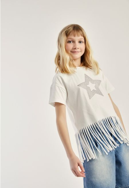 Crystal Star Fringes T Shirt