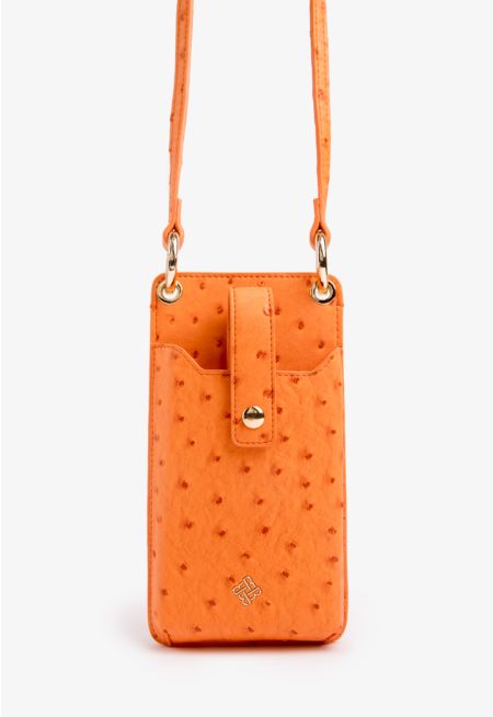 Chic Ostrich Print Crossbody Phone Bag