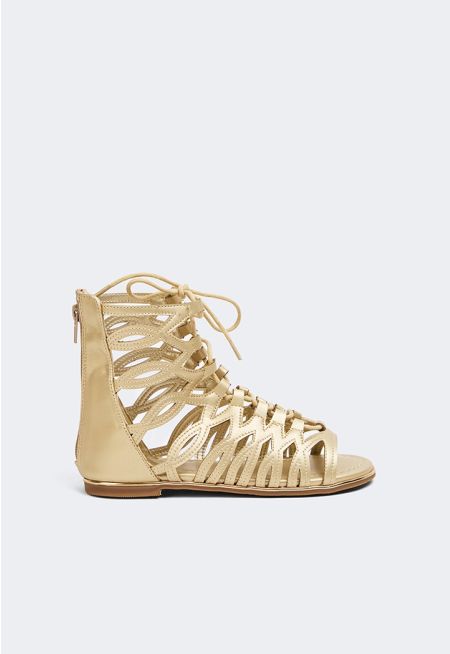 Solid Zip Up Gladiator Sandals