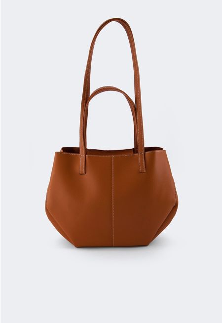 Shoulder Straps Stitch Tote Bag