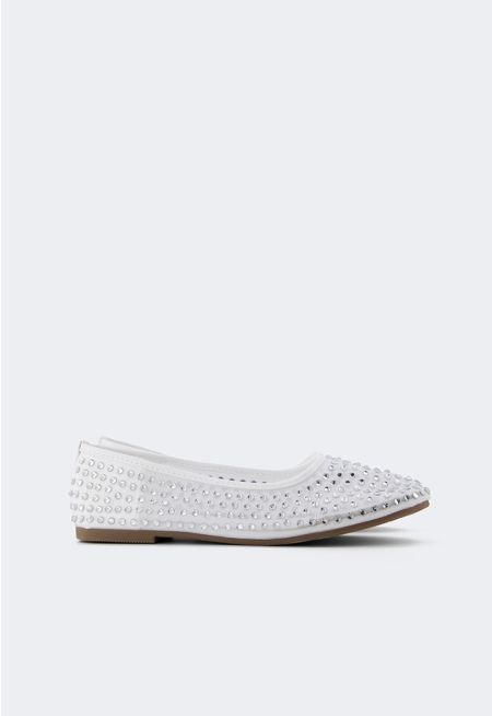 Mesh Crystal Embellished Ballerinas