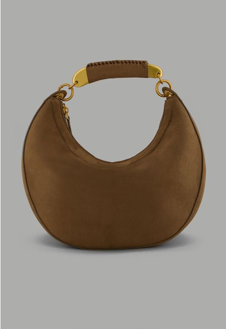 Metallic Detailed Suede Handbag
