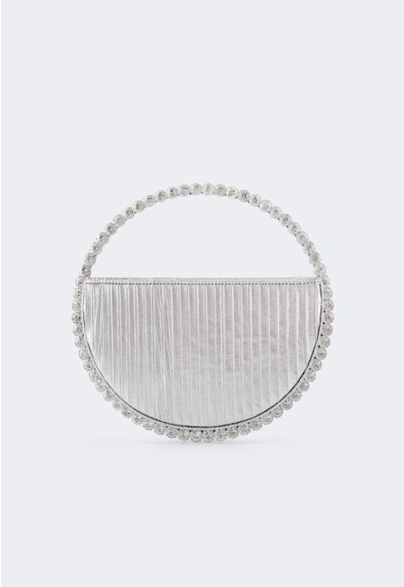 Crystal Embellished Half Moon Hand Bag
