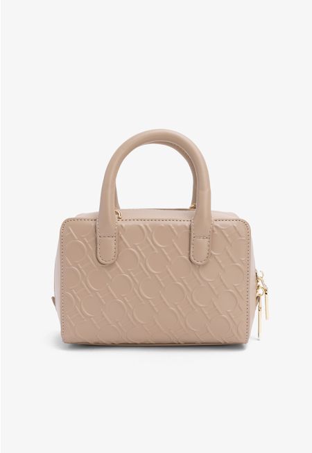 Solid Textured Monogram Crossbody Bag