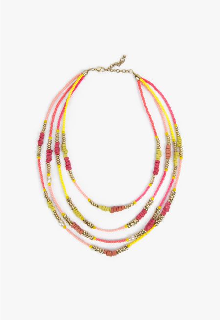 Colored Faux Pearls & Beads Necklace