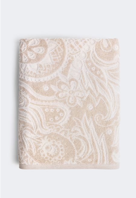 COTTON & LINEN FLORAL BATH TOWEL