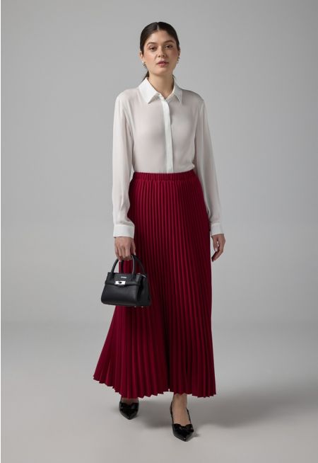 Pleated Flared Basic Skirt