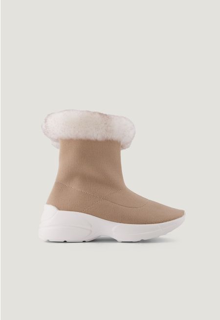 Faux Fur Knitted Boots