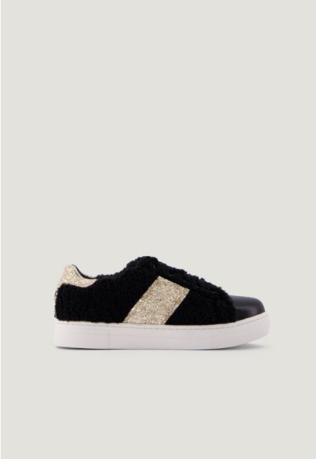 Shearling Glitter Sneakers
