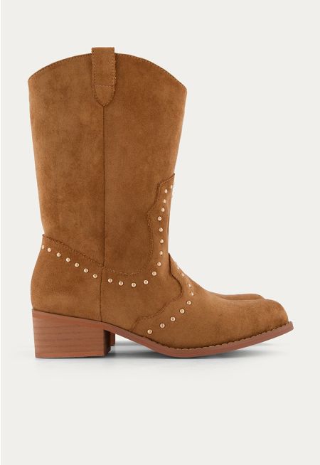 Calves Length Suede Boots