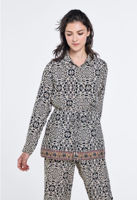 Printed Belted Regular Fit Shirt