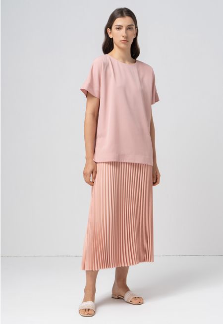 Single Tone Pleated Accordion Skirt