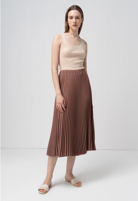 Single Tone Pleated Accordion Skirt