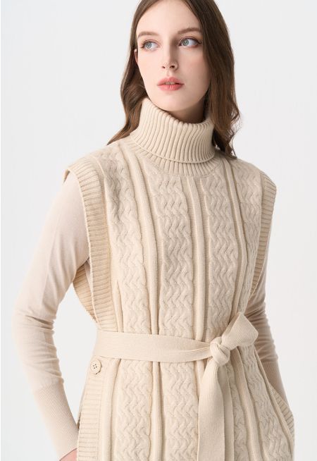 Knitted Belted Vest