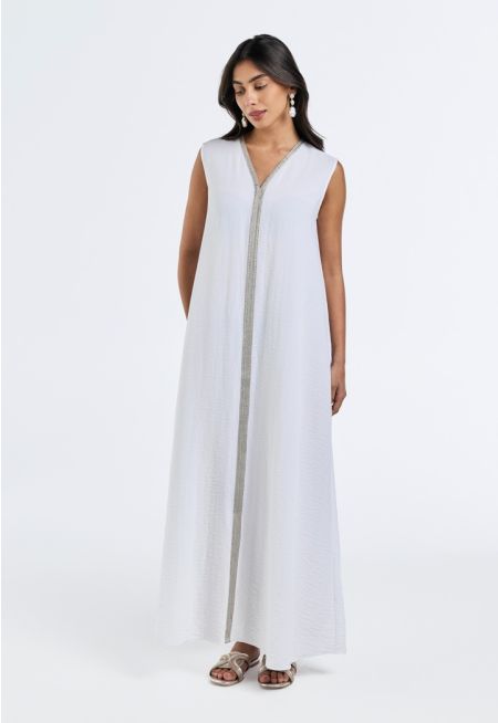 Crinkled Lace Embellished Dress- Ramadan Style