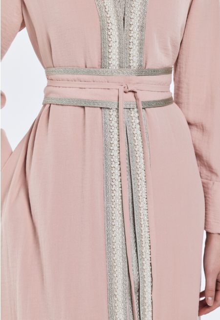 Lace Embellished Tie Belt