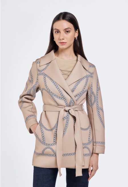 Chain Print Belted Coat
