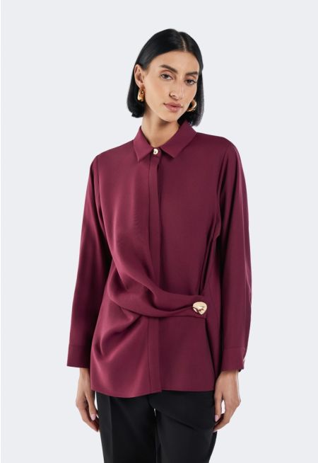 Solid Wrap Front Shirt