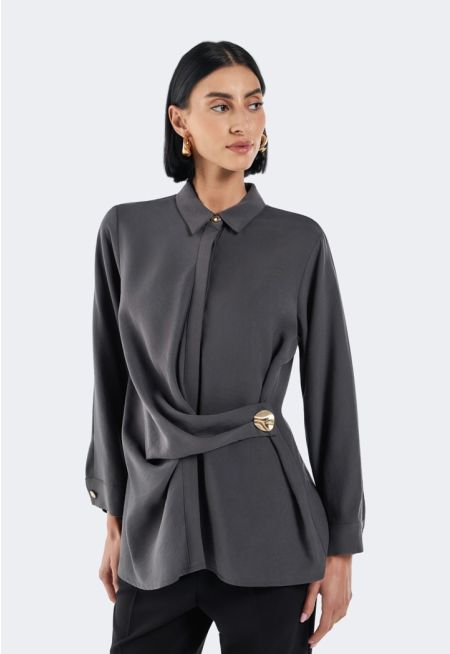 Solid Wrap Front Shirt
