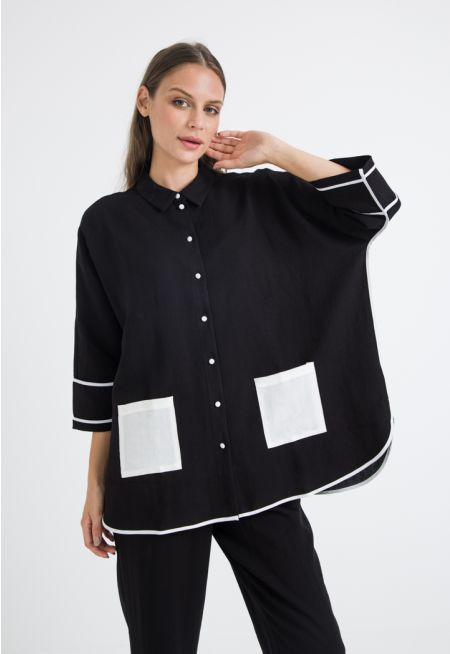 Contrast Button Up Shirt