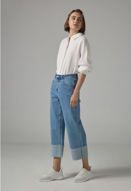 Single Tone Straight Legs Denim Trousers