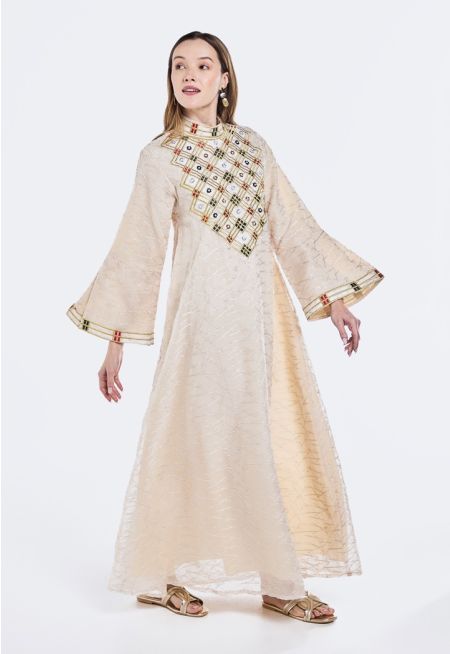 Embroidered Beads & Pearls Embellished Dress