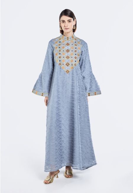 Embroidered Beads & Pearls Embellished Dress