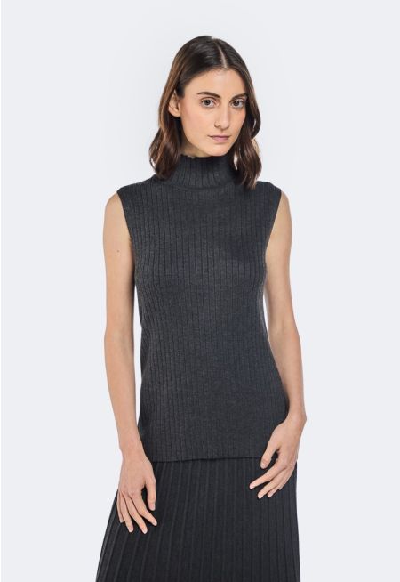 Ribbed Knitted Sleeveless Top
