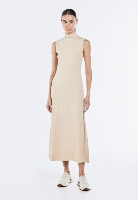 High Neck Sleeveless Basic Dress