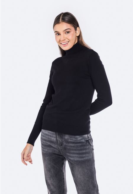 High Neck Slim Fit Basic Top