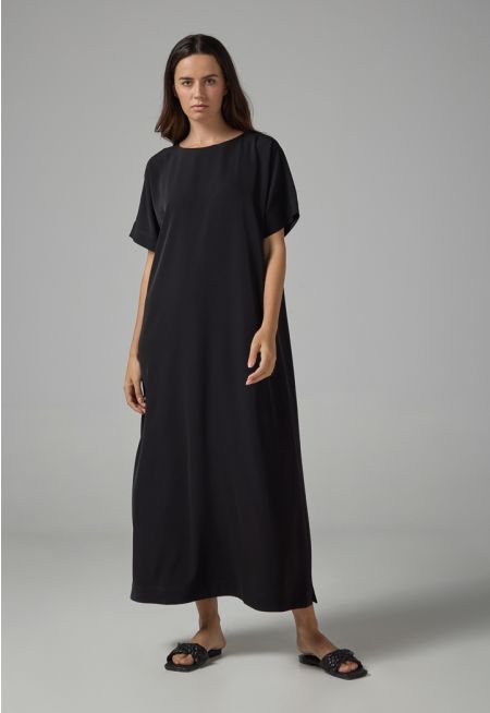 Short Sleeves Basic Maxi Dress 