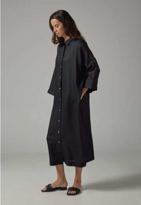 Drop Shoulder Basic Shirt Dress 