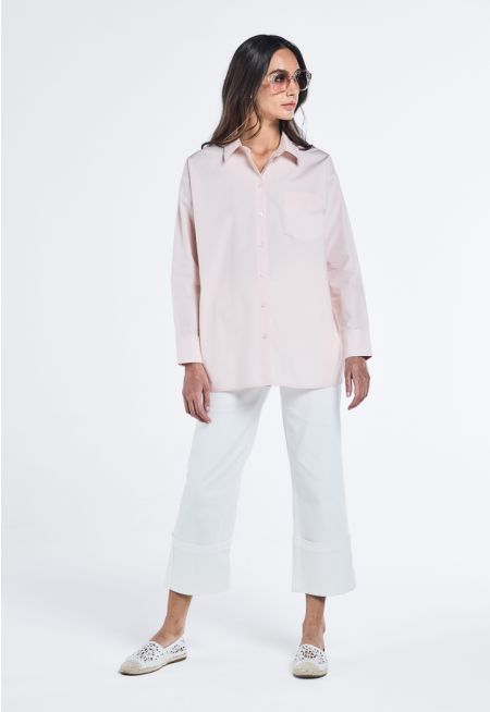 Folded Hem Wide Leg Jeans