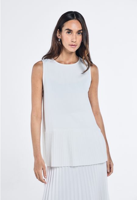 Sleeveless Pleated Hem Top