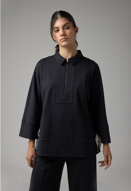 Solid Long Kimono Sleeve Blouse