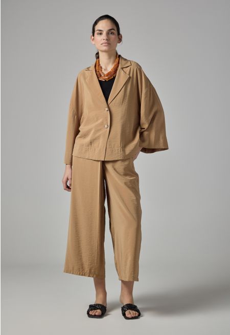 Solid Crinkled Wrap Trousers