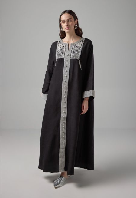 Lurex Embroidered Flared Dress