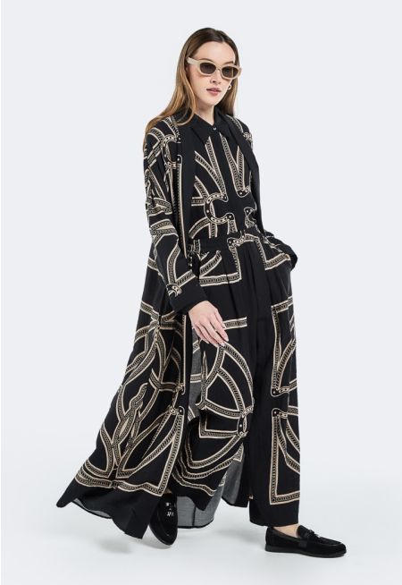 Printed Crinkled Abaya