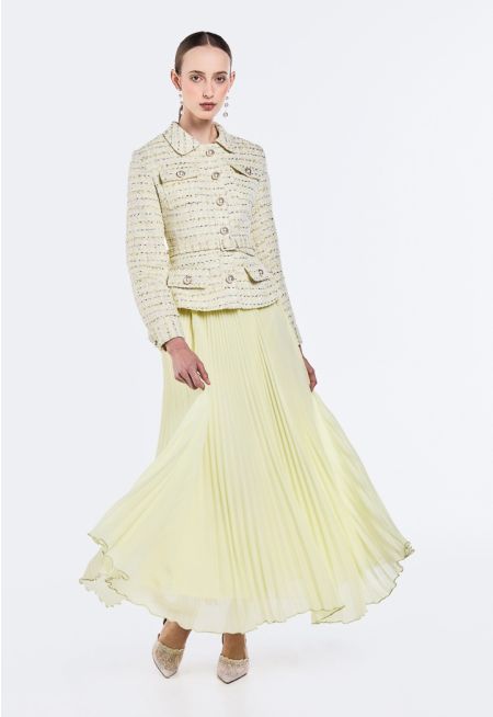 Tweed Lurex Pleated Dress