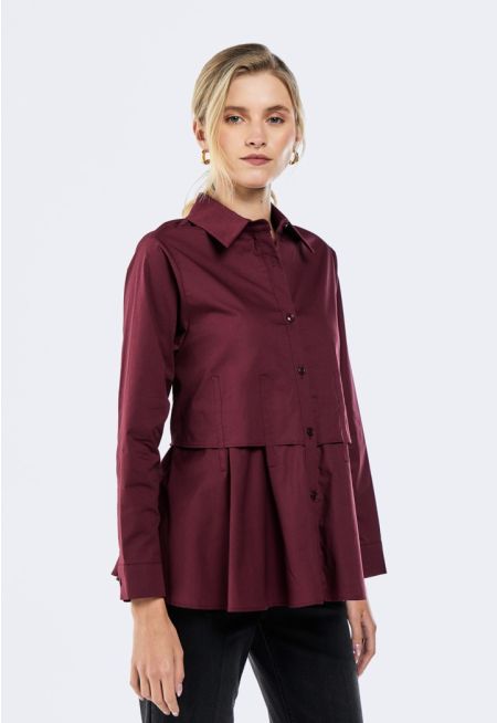 Flared-Hem Overlay Shirt