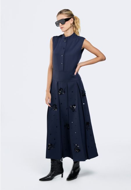 Pleated Beaded Dress