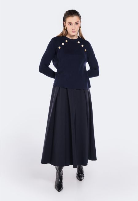 Pleated Flared Skirt