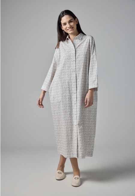 Oversize Monogram Print Shirt Dress